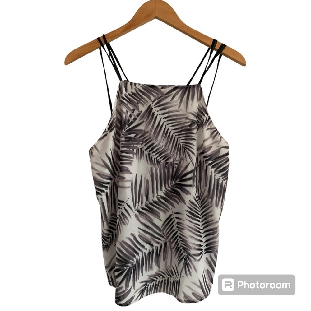 NWT Sam Edelman Black and White Leaf Print Strappy Camisole | Vacation Coastal